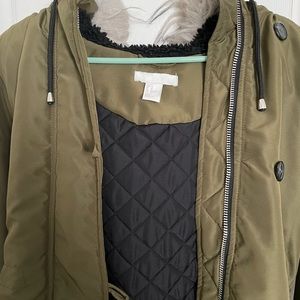 h&m military green parka